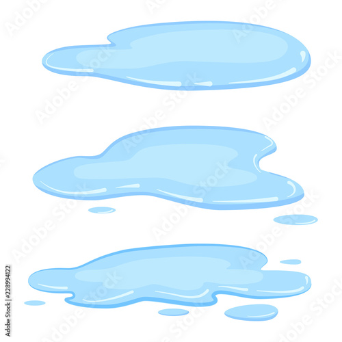 Fotomural Set puddle, liquid, vector, cartoon style, isolated, illustration, on a white ba