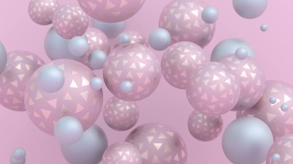 Poster - Abstract 3d rendering of flying spheres. Modern looped animation. Motion background design. 4k UHD