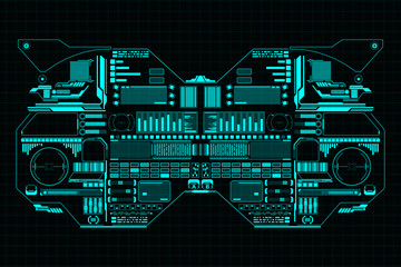 Leinwandbilder - HUD Futuristic Technology Interface Elements Panel Vector. Abstract Virtual Cyber Object Pack For Game App UI Illustration.
