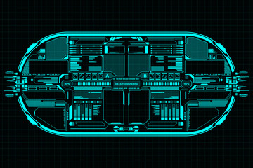 Leinwandbilder - HUD Futuristic Technology Interface Elements Panel Vector. Abstract Virtual Cyber Object Pack For Game App UI Illustration.