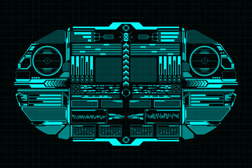 Leinwandbilder - HUD Futuristic Technology Interface Elements Panel Vector. Abstract Virtual Cyber Object Pack For Game App UI Illustration