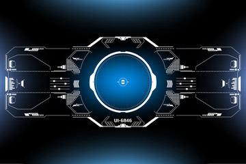 Leinwandbilder - HUD Futuristic Technology Interface Screen Elements Panel Vector. Abstract Virtual Cyber Control Display Pack For Game App UI Illustration
