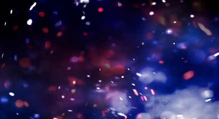 Wall Mural - empty abstract bokeh background and sparkles, sparkles, blur glare, neon light. festive dark backgro