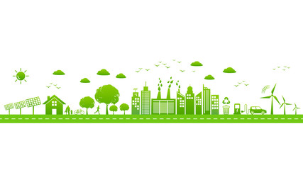 Poster - World environmental with sustainable development, Ecology friendly and green city concept,vector illustration