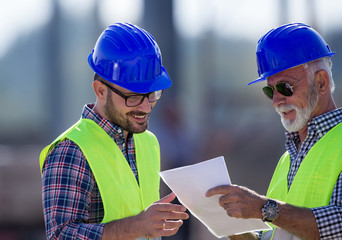 Engineers at construction site