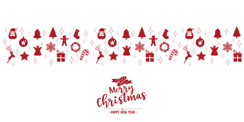 Poster - Christmas phase text and star with santa beard and ornaments with symbol design on background