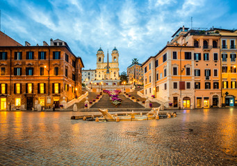 Wall Mural - Piazza de spagna in Rome, italy. Spanish steps in the morning. Rome architecture and landmark.