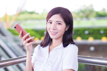 Poster - woman take phone happily