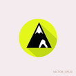 Mountain logo with a cave. Vector illustration