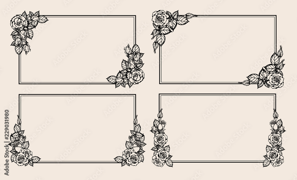 Rose frame vector by hand drawing.Beautiful rose vector art highly ...