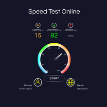 Internet Connection Speed Test Gauges On Server Locations And Service Providers