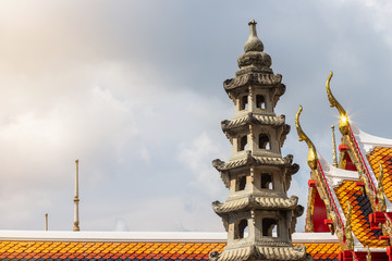 Chinese style stupa in Thai Buddhist temple