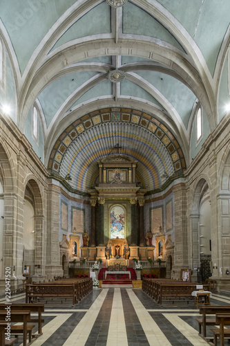 Fotografie, Obraz interior of the church, main nave, Castellon, Spain