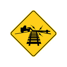 USA Traffic Road Sign. Low Ground Clearance Railroad Crossing Ahead. Vector Illustration