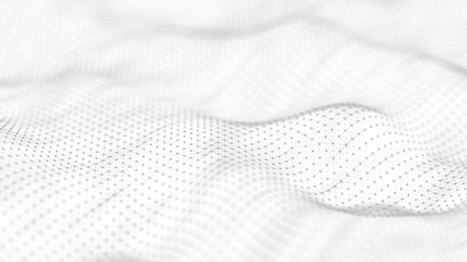 Leinwandbilder - Abstract white futuristic background. Wave white background. connecting dots and lines on white background. 4k rendering.