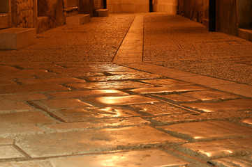 narrow street of the medieval town, Croatia, Porec