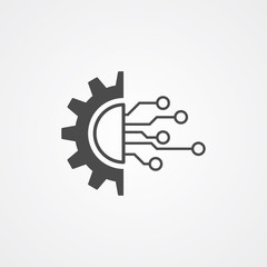 Gear and circuit vector icon sign symbol