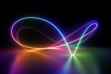3d render, colorful neon light spectrum, loop, ultraviolet, quantum energy, pink blue violet glowing