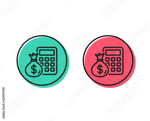 Calculator With Money Bag Line Icon Accounting Sign Calculate Calculator With Money Bag Line Icon