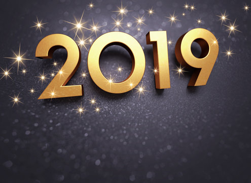 Black and gold 2019 Greeting card