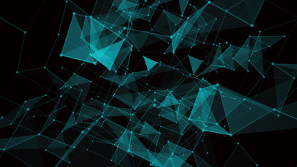 Poster - Blockchain technology concept. Big data visualization. 3D illustration. Distributed register technology