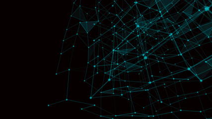 Poster - Blockchain technology concept. Big data visualization. 3D illustration. Distributed register technology