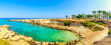 Fototapeta  - A view of a azzure water and Nissi beach in Aiya Napa, Cyprus