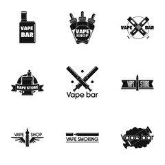 Sticker - Vape bar logo set. Simple set of 9 vape bar vector logo for web design on white background