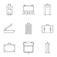 Poster - travel suitcase icon set. outline set of 9 travel suitcase vector icons for web design isolated on w