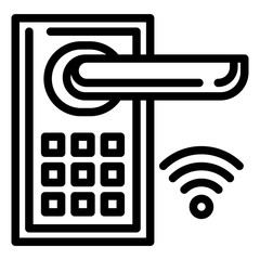 Poster - Smart door lock icon. Outline smart door lock vector icon for web design isolated on white background