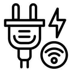 Poster - Smart energy plug icon. Outline smart energy plug vector icon for web design isolated on white background