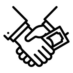 Poster - Hand money bribery icon. Outline hand money bribery vector icon for web design isolated on white background