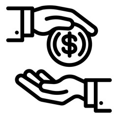 Poster - Money coin corruption icon. Outline money coin corruption vector icon for web design isolated on white background