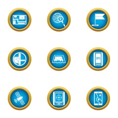 Poster - Satellite parking icons set. Flat set of 9 satellite parking vector icons for web isolated on white background