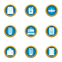 Poster - Money package icons set. Flat set of 9 money package vector icons for web isolated on white background