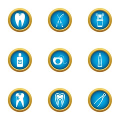 Wall Mural - Toothache icons set. Flat set of 9 toothache vector icons for web isolated on white background
