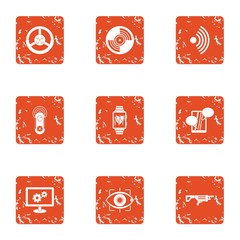 Poster - Operative intervention icons set. Grunge set of 9 operative intervention vector icons for web isolated on white background