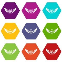 Poster - Rock music icons 9 set coloful isolated on white for web