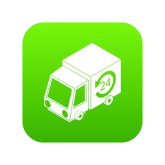 Poster - 24 hour delivery icon green vector isolated on white background