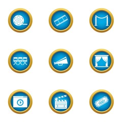 Poster - Video pic icons set. Flat set of 9 video pic vector icons for web isolated on white background