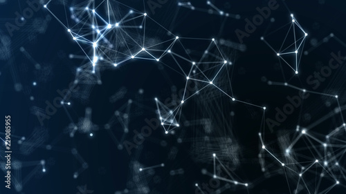 Fotomural Abstract Floating Star Constellations - Floating Plexus Structures Illustration