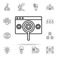 Aufkleber - search for browser settings icon. Startup icons universal set for web and mobile