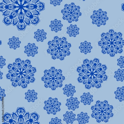 Fotomural Stylized snowflakes falling down, seamless tile for Christmas wrapping paper