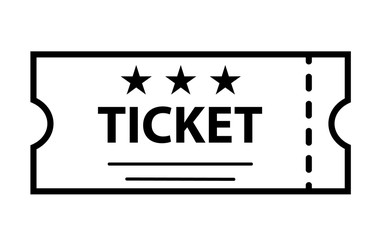 Wall Mural - outline ticket icon on white background. ticket sign. flat style. cinema symbol. ticket icon for you