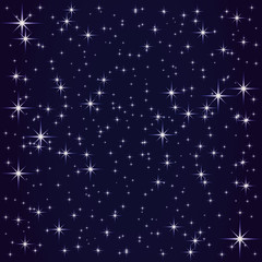 Wall Mural - Cosmos and shining stars on blue background.