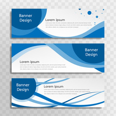 Poster - A set of blue banner templates designed for the web and various headlines are available in three different designs.