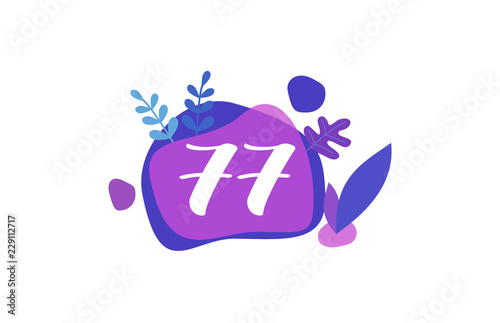 Fotografie, Obraz 77 Years Anniversary Modern Purple Blue Flat Design