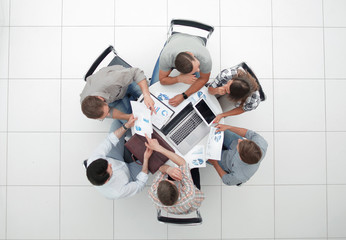 Wall Mural - top view.business team discussing financial issues