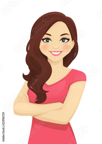 Portrait Of Smiling Woman With Arms Crossed Isolated Vector Illustration Stock Vector Adobe Stock Portrait Of Smiling Woman With Arms Crossed Isolated Vector Illustration Stock Vector Adobe Stock