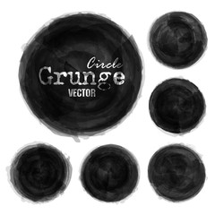 Wall Mural - set grunge ink black color watercolor painting circle background . decorative elements vector